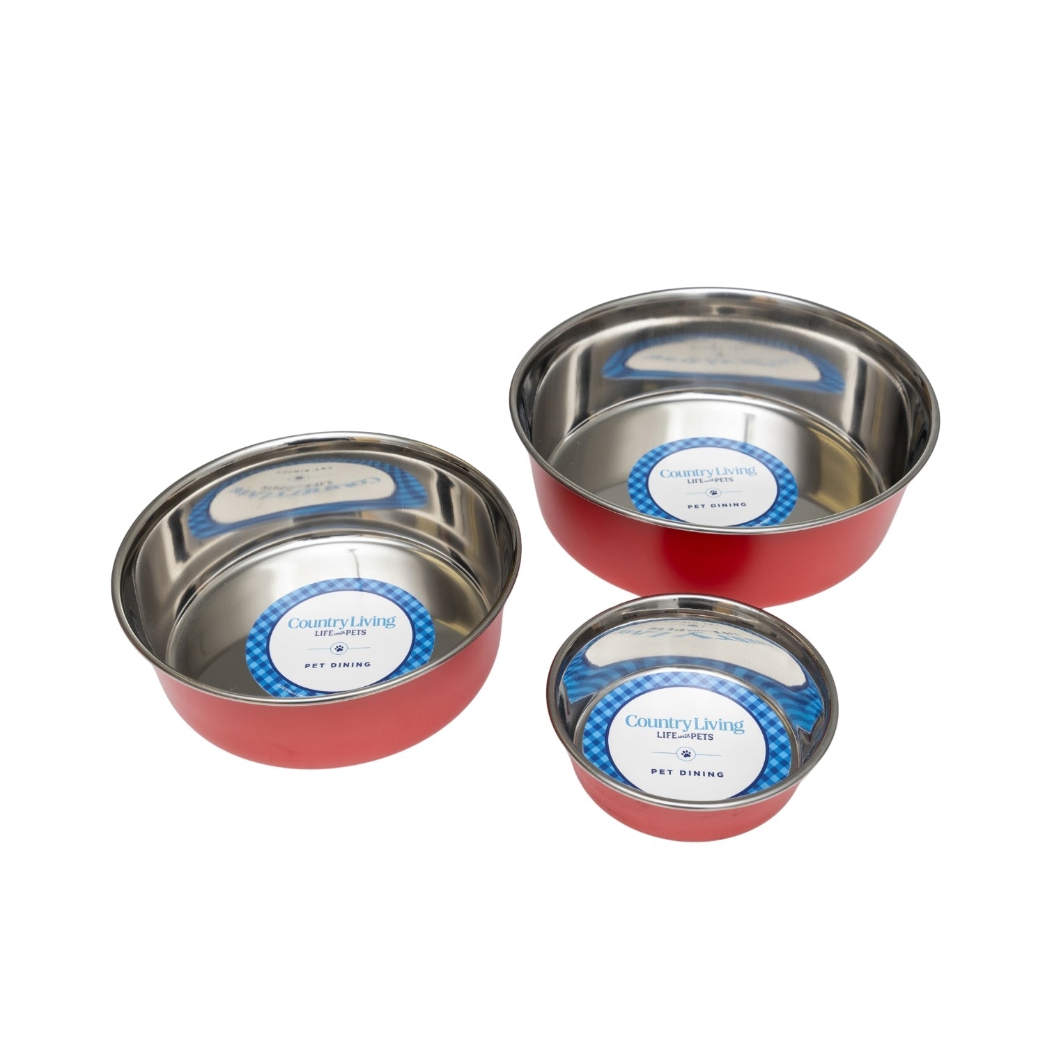 Country Living Heavy Gauge Stainless Steel Dog Bowls, Set of 2 | Non-Skid Food & Water Bowls