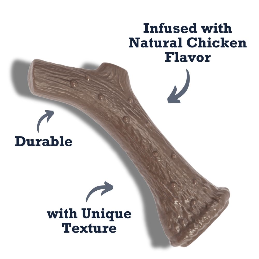Country Living Nylon Antler Chew Toy | Chicken-Flavored Dental Chew for Dogs