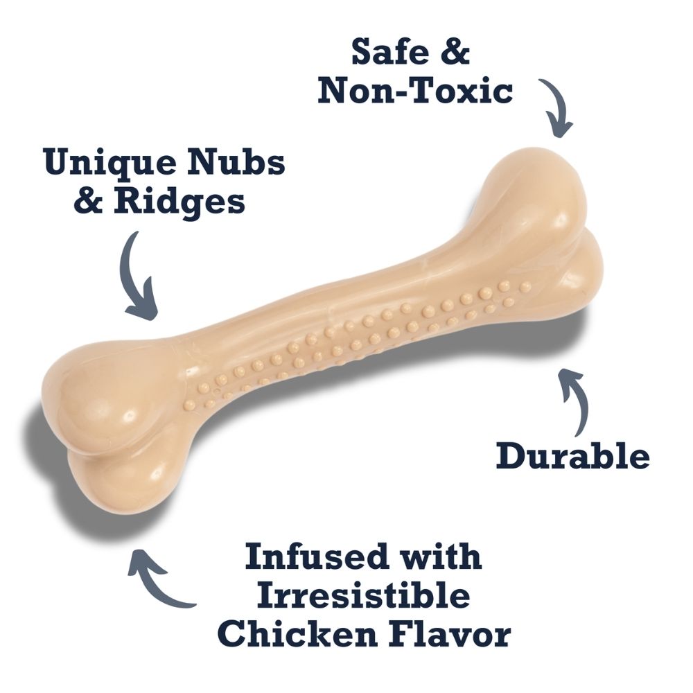 Country Living Nylon Chew Bone | Chicken-Flavored Dental Chew Toy for Heavy Chewers
