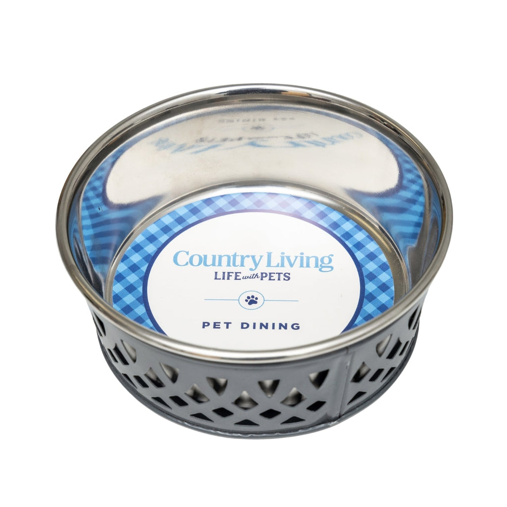 Country Living Farmhouse Stainless Steel Dog Bowls, Set of 2 | For Small to Medium Dogs