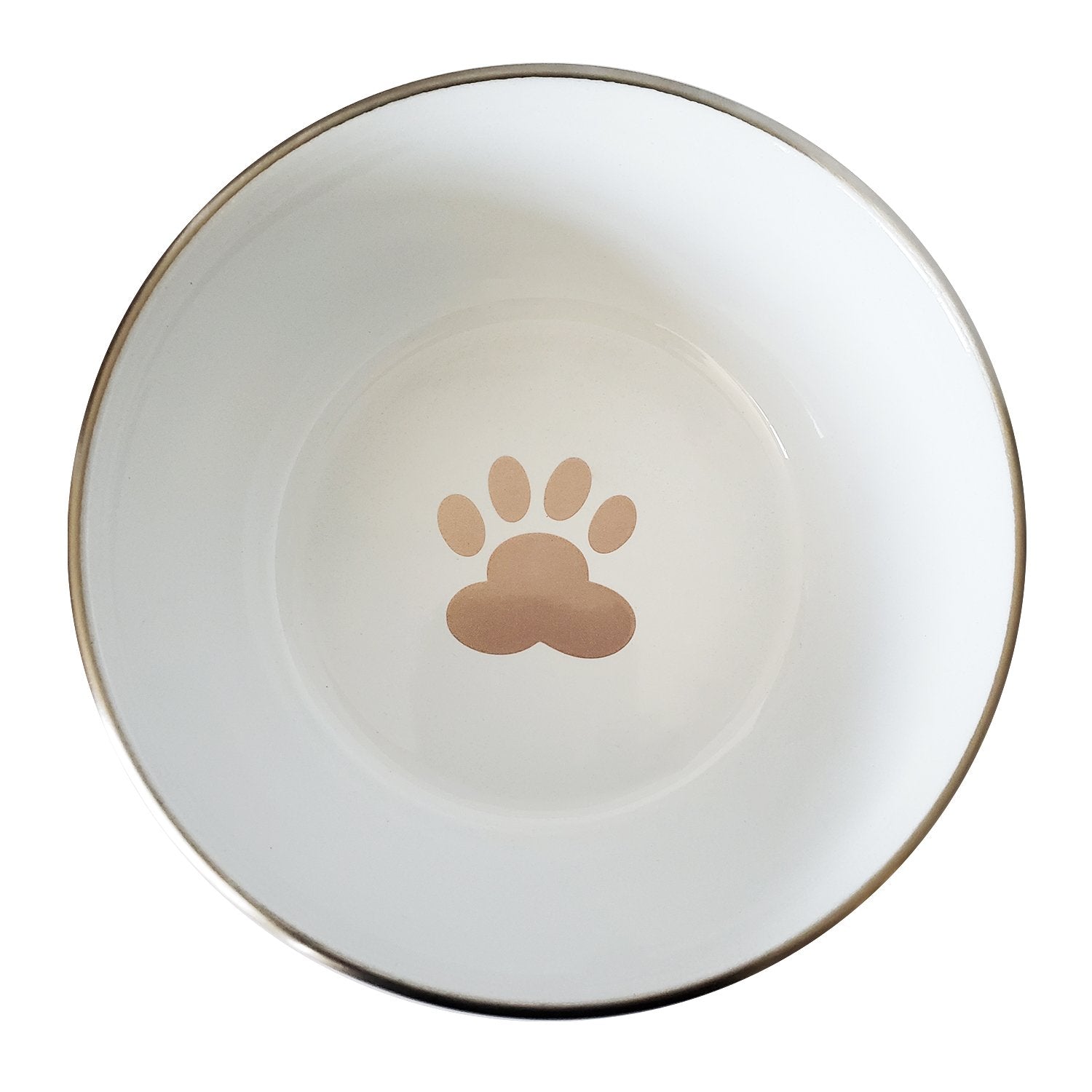 Deep Dog Bowl with Paw Print Design | Stainless Steel Bowl, Rose Gold