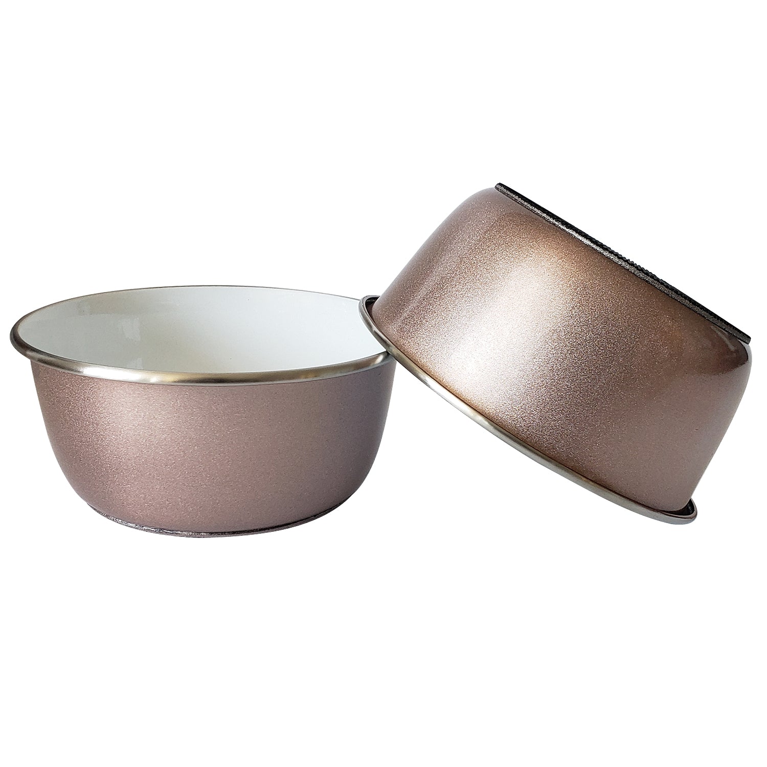 Deep Dog Bowl with Paw Print Design | Stainless Steel Bowl, Rose Gold