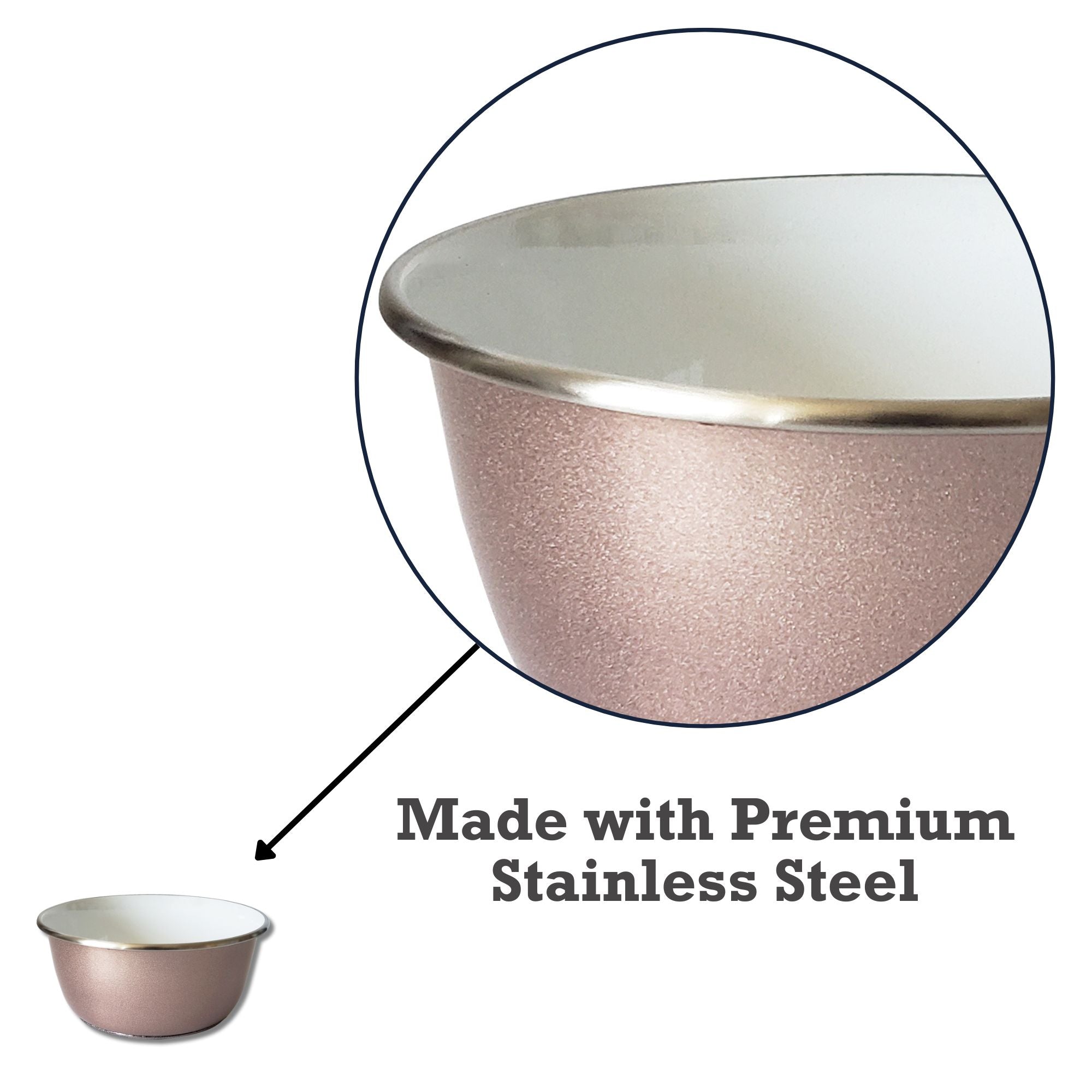Deep Dog Bowl with Paw Print Design | Stainless Steel Bowl, Rose Gold