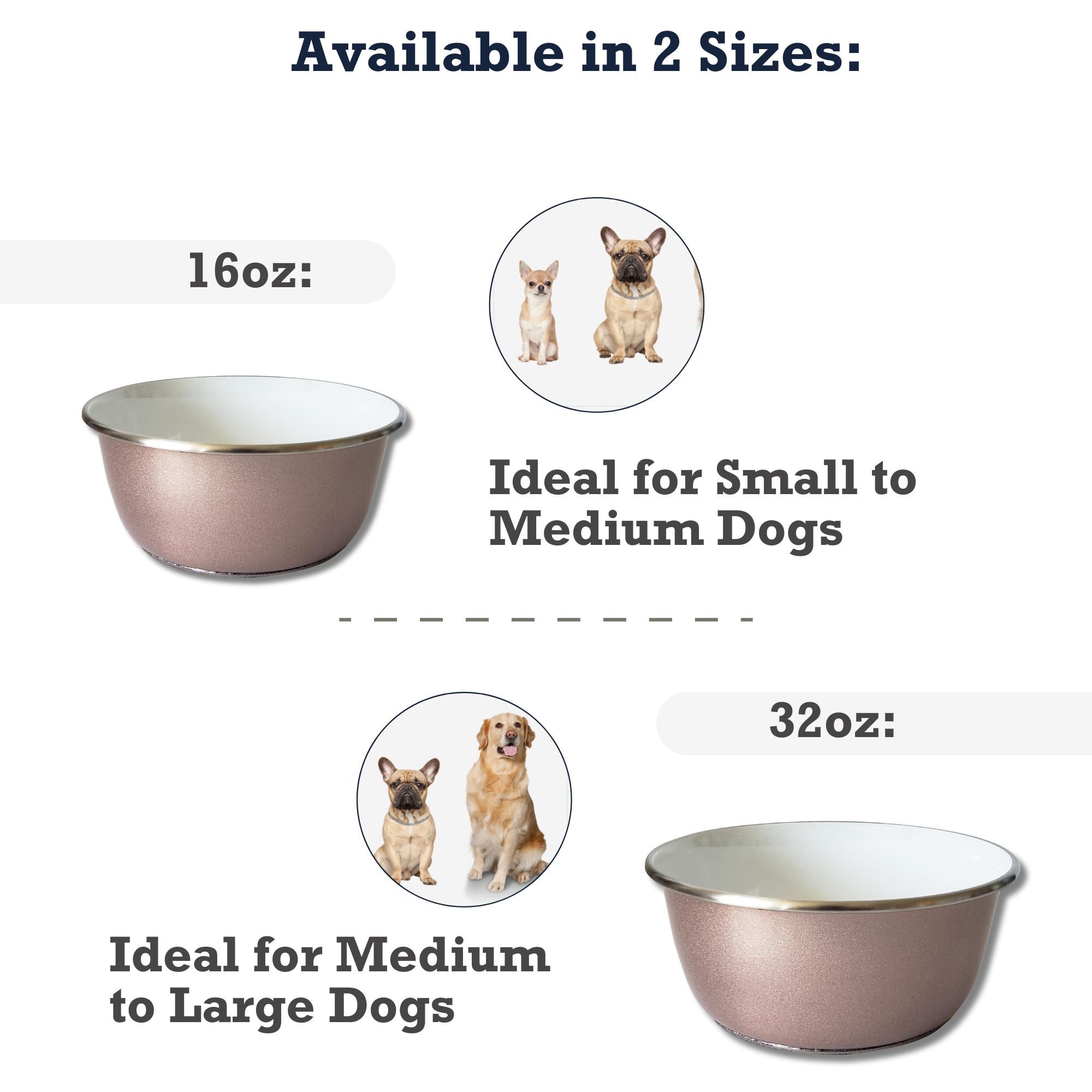 Deep Dog Bowl with Paw Print Design | Stainless Steel Bowl, Rose Gold