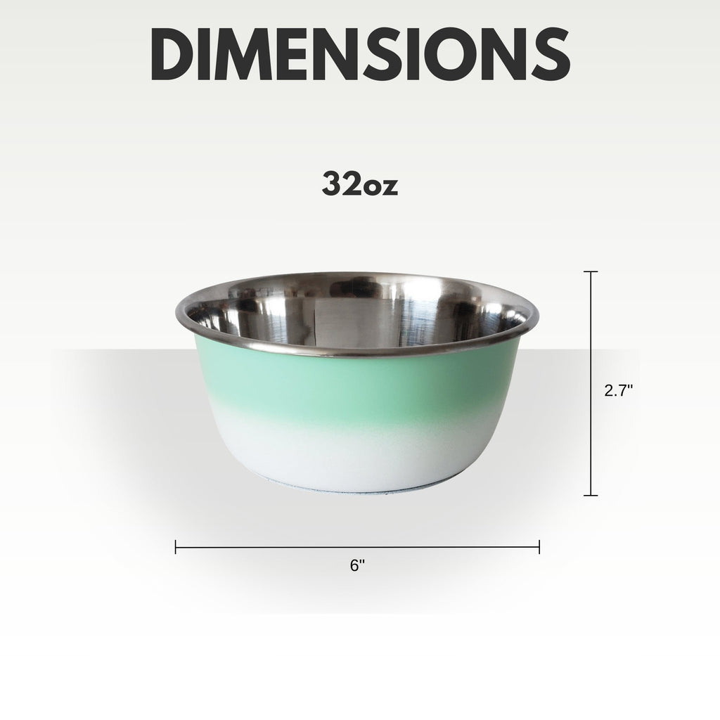 Deep Dog Bowl | Stainless Steel Bowl for All Sizes, Mint Green