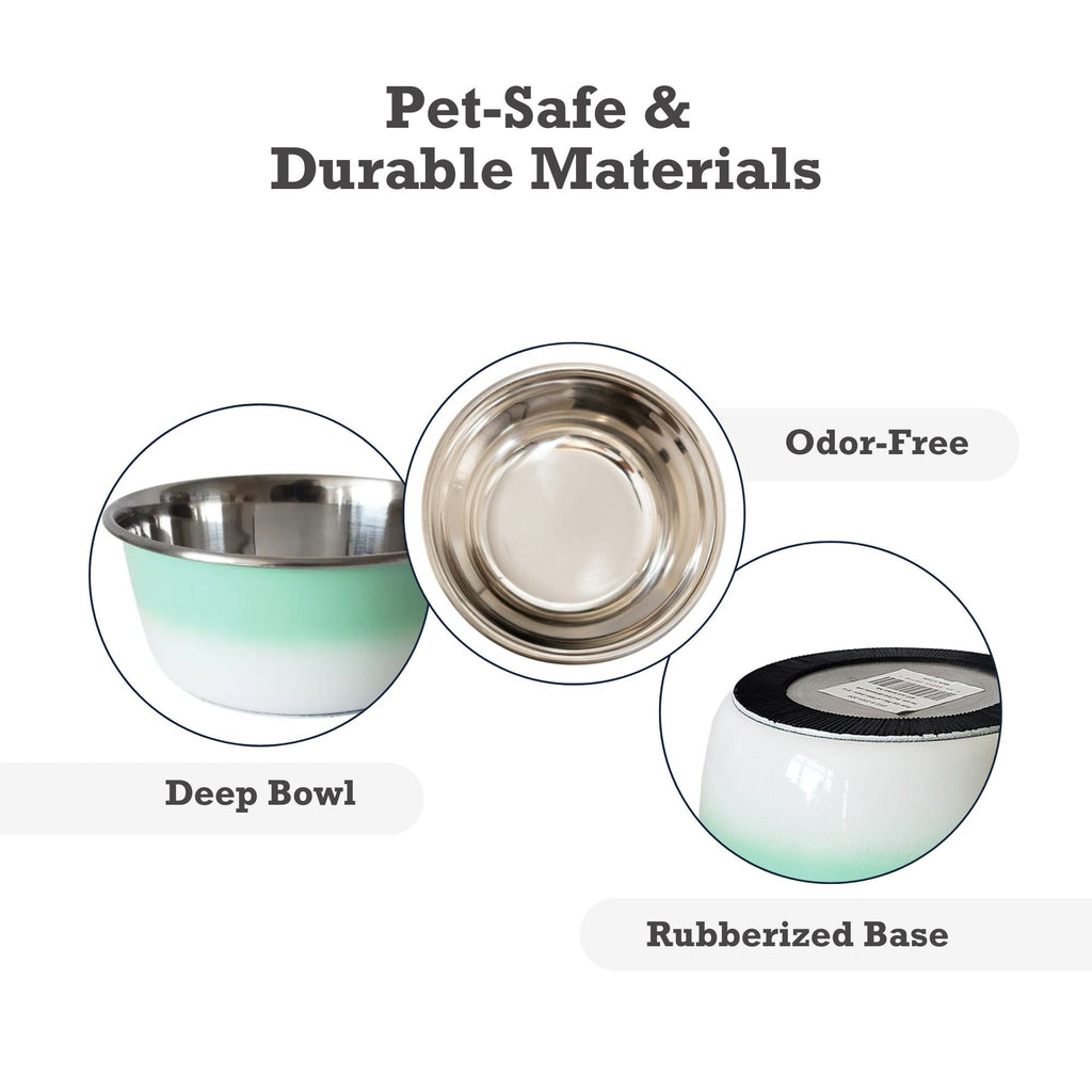 Deep Dog Bowl | Stainless Steel Bowl for All Sizes, Mint Green