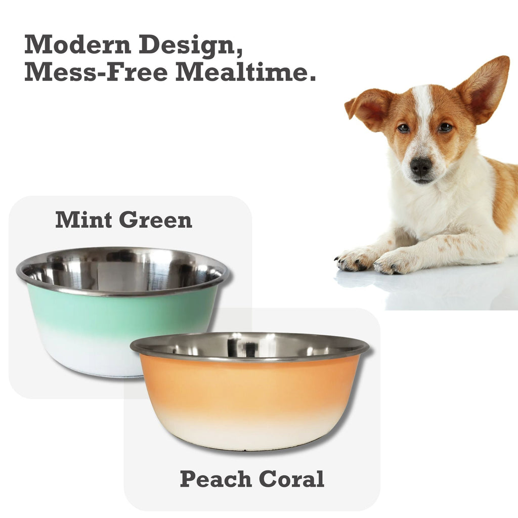 Deep Dog Bowl | Stainless Steel Bowl for All Sizes, Mint Green