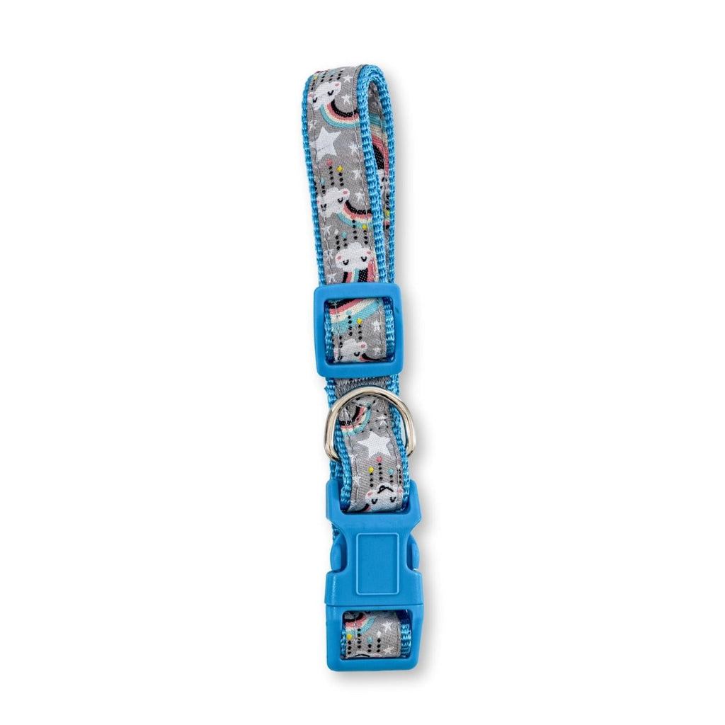 Embroidered Rainbow Dog Collar | Adjustable Nylon Collar, Medium & Large