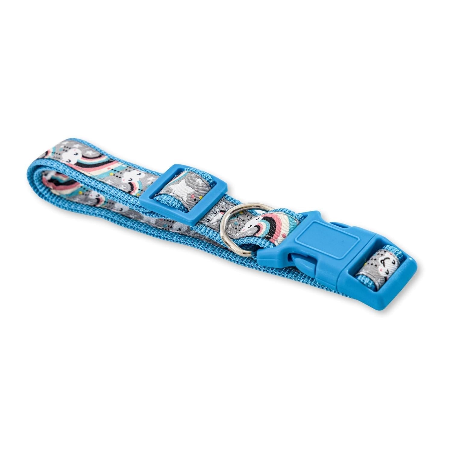Embroidered Rainbow Dog Collar | Adjustable Nylon Collar, Medium & Large