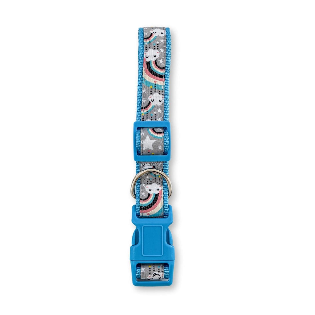 Embroidered Rainbow Dog Collar | Adjustable Nylon Collar, Medium & Large