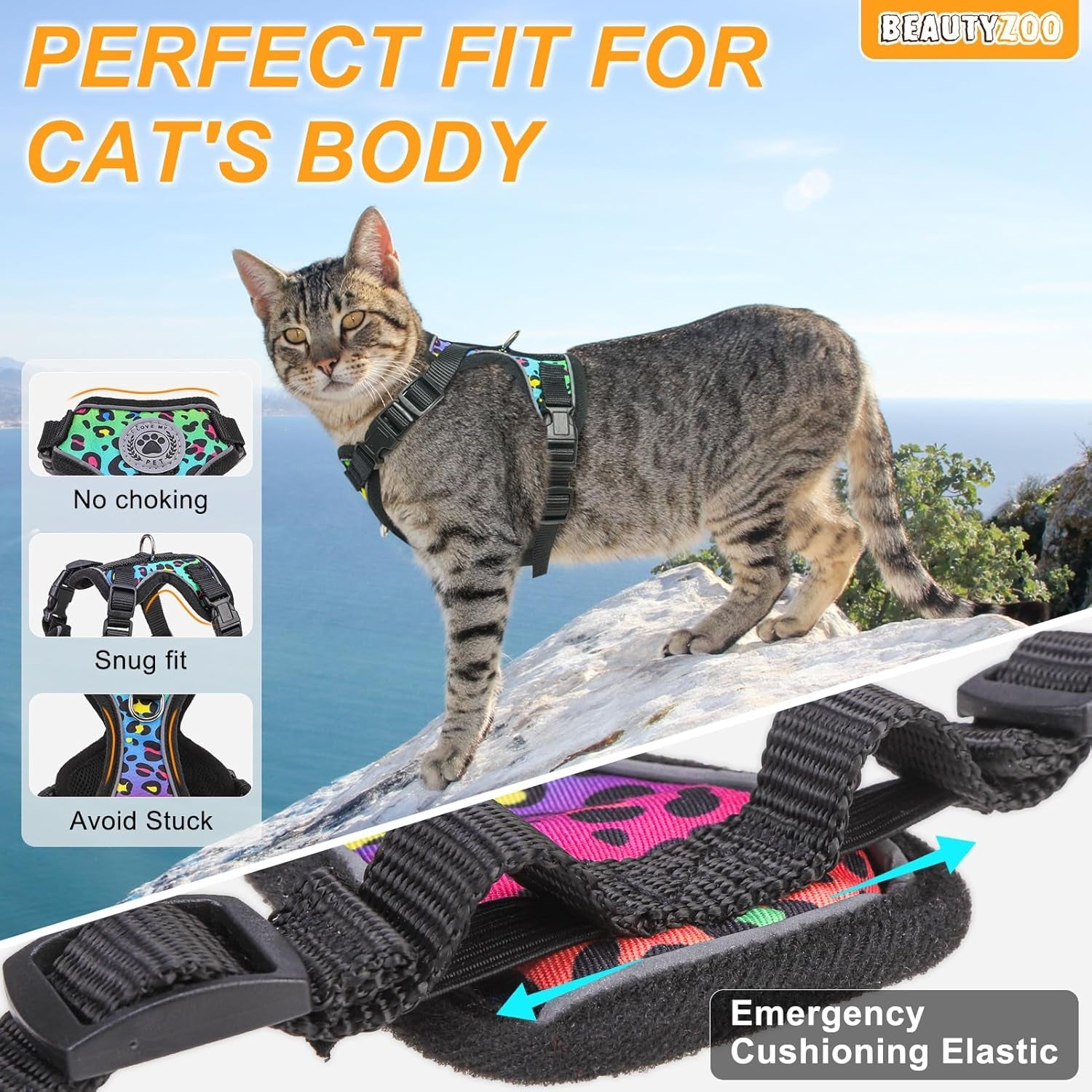 Escape Proof Cat Harness and Leash Reflective Vest