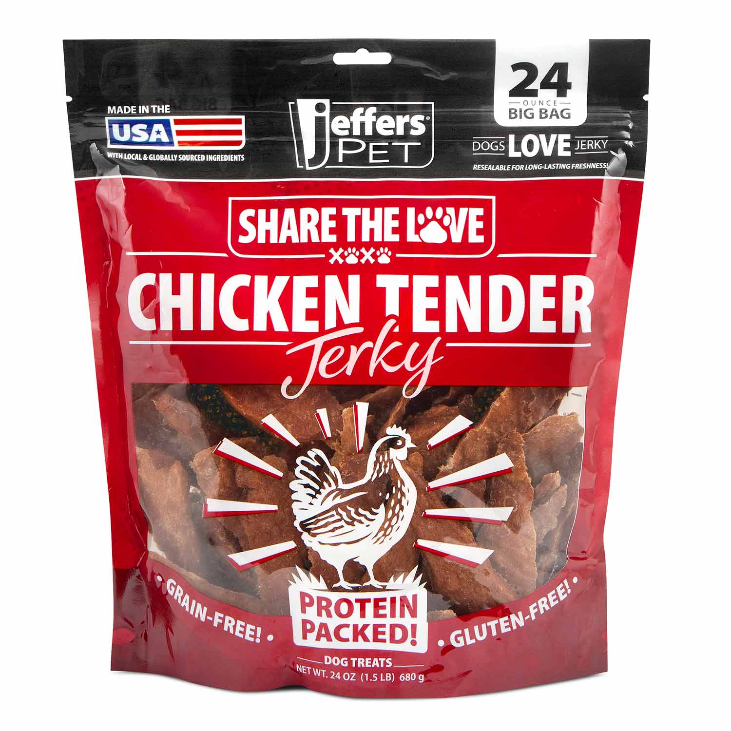 Jeffers Chicken Jerky Healthy Dog Treats, 24 oz - 100% Natural | Made in USA