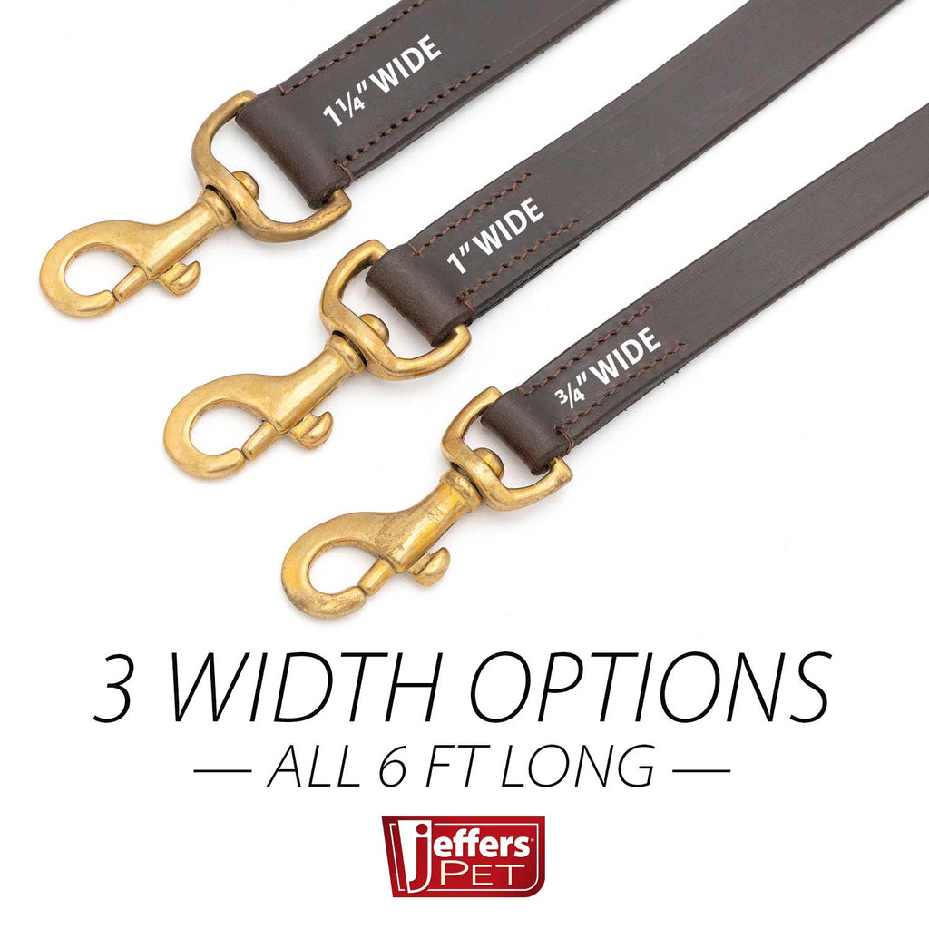 Jeffers Flat Leather Dog Leash with Hand Strap Handle