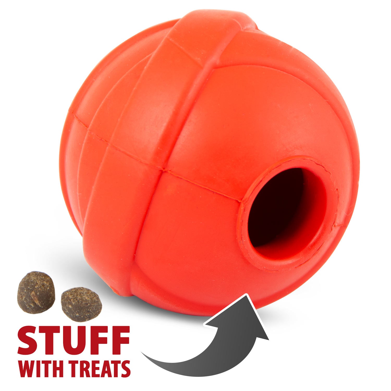 Jeffers Red Ball Treat Dispensing Dog Chew Toy