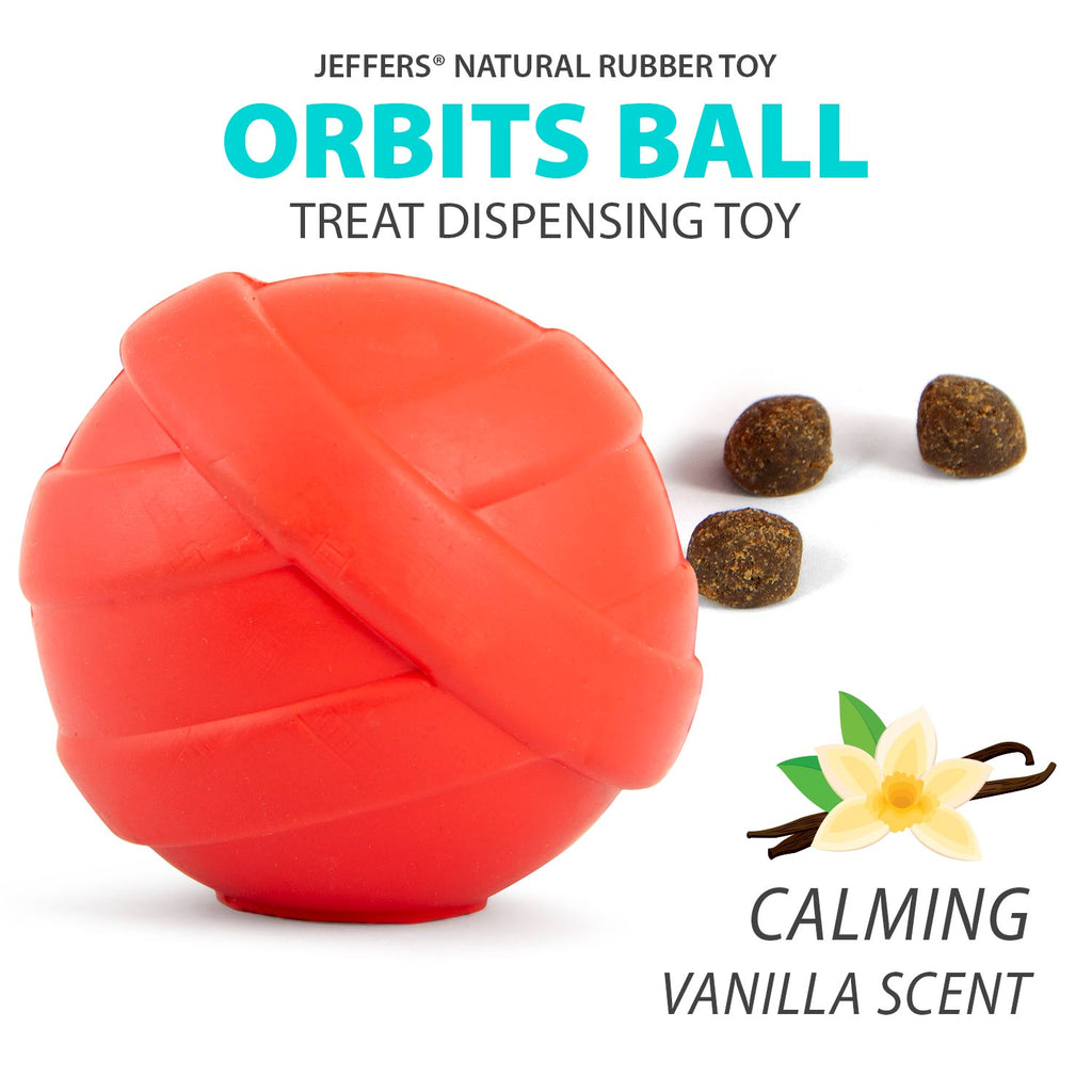 Jeffers Red Ball Treat Dispensing Dog Chew Toy