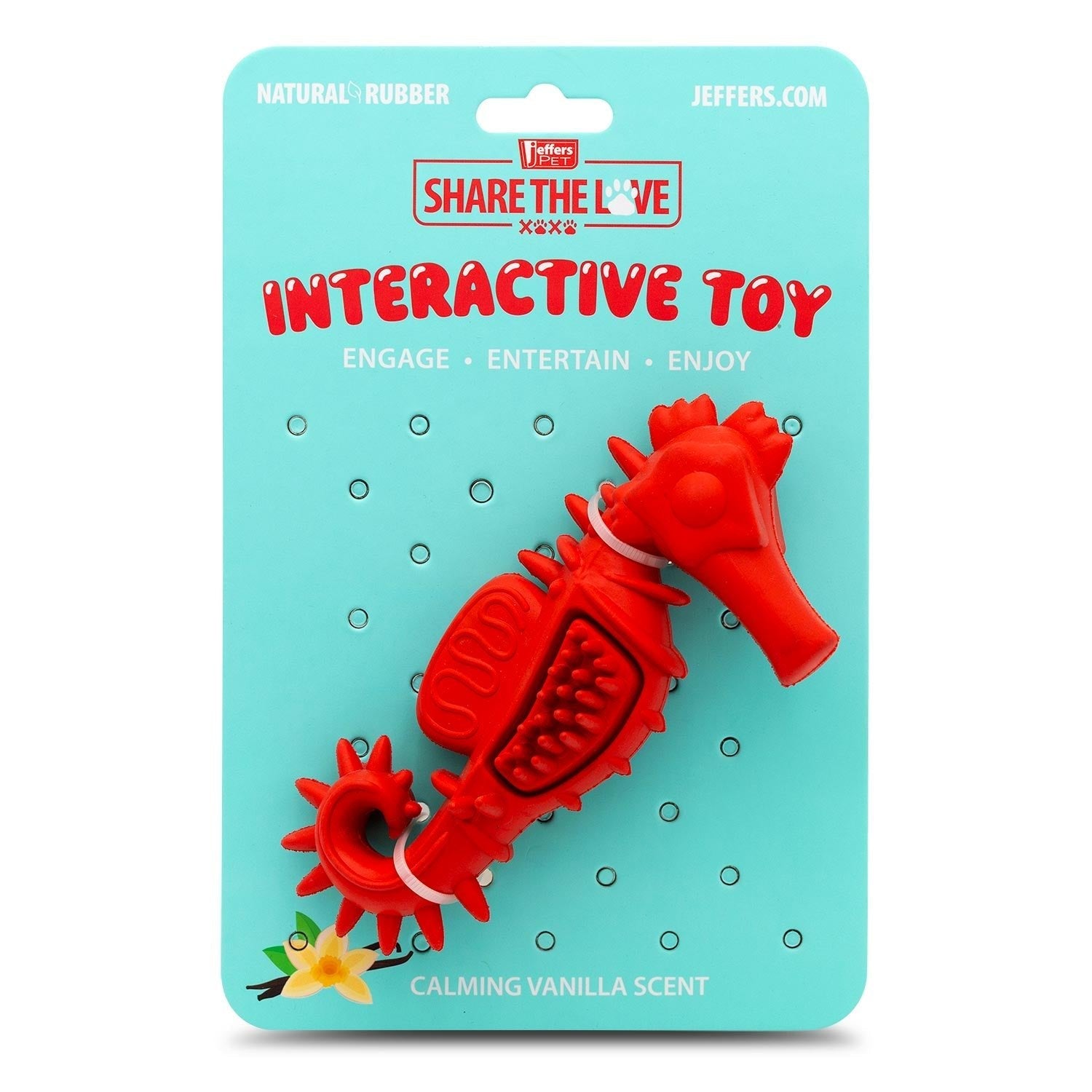 Jeffers Red Seahorse Natural Rubber Dog Chew Toy