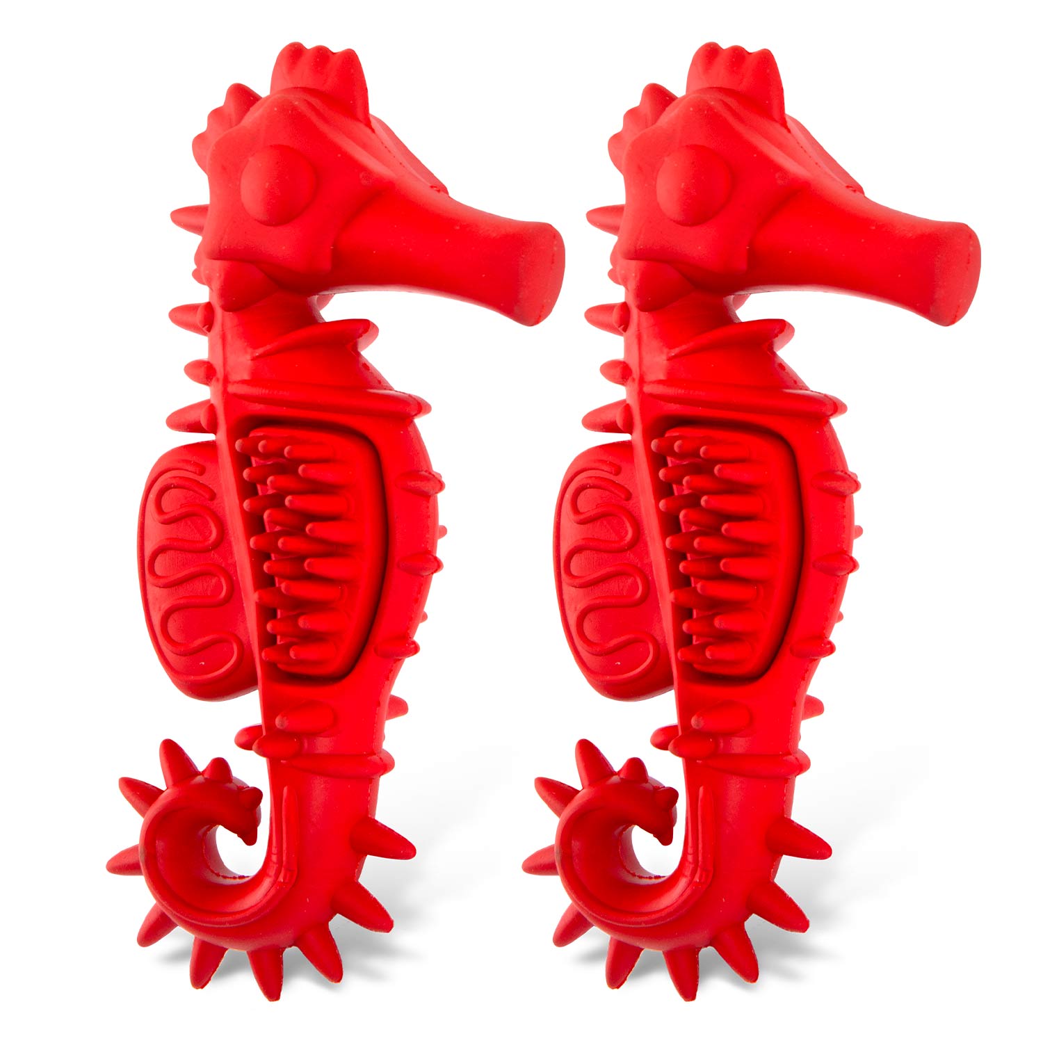 Jeffers Red Seahorse Natural Rubber Dog Chew Toy