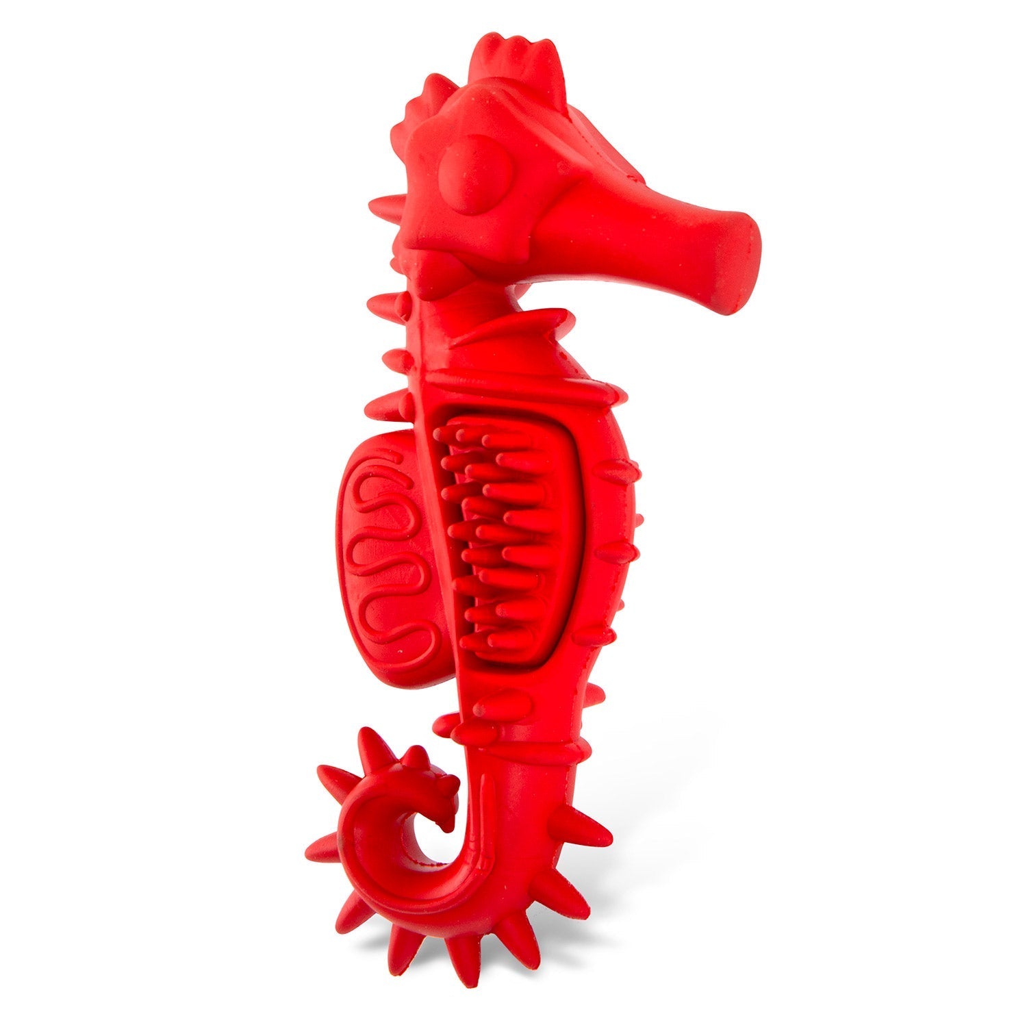 Jeffers Red Seahorse Natural Rubber Dog Chew Toy
