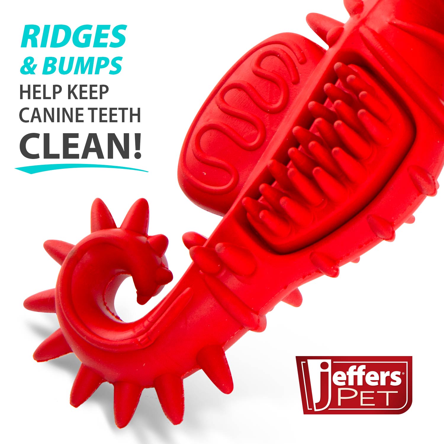Jeffers Red Seahorse Natural Rubber Dog Chew Toy