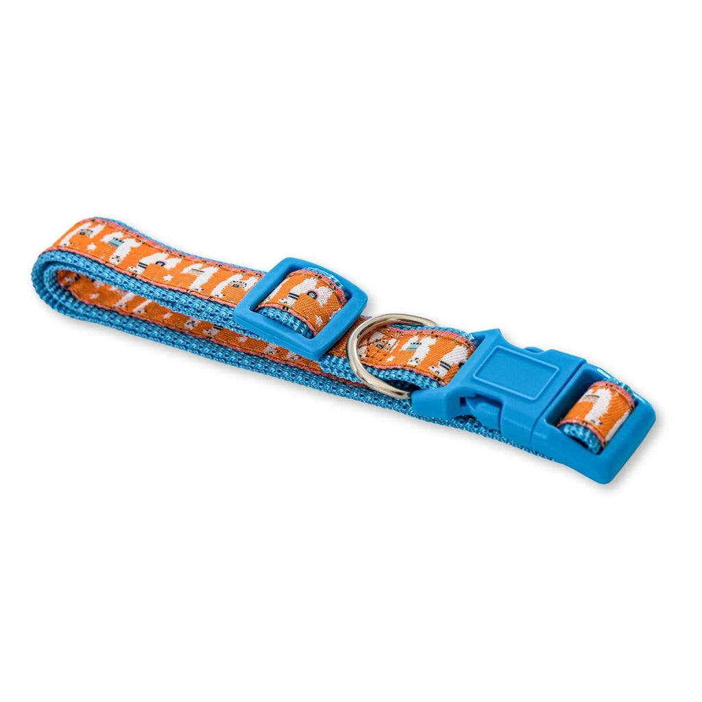 Embroidered Llama Dog Collar | Adjustable Nylon Collar, Medium & Large