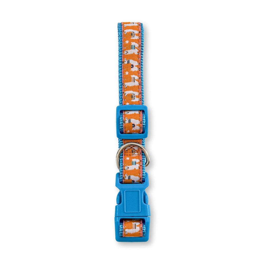 Embroidered Llama Dog Collar | Adjustable Nylon Collar, Medium & Large