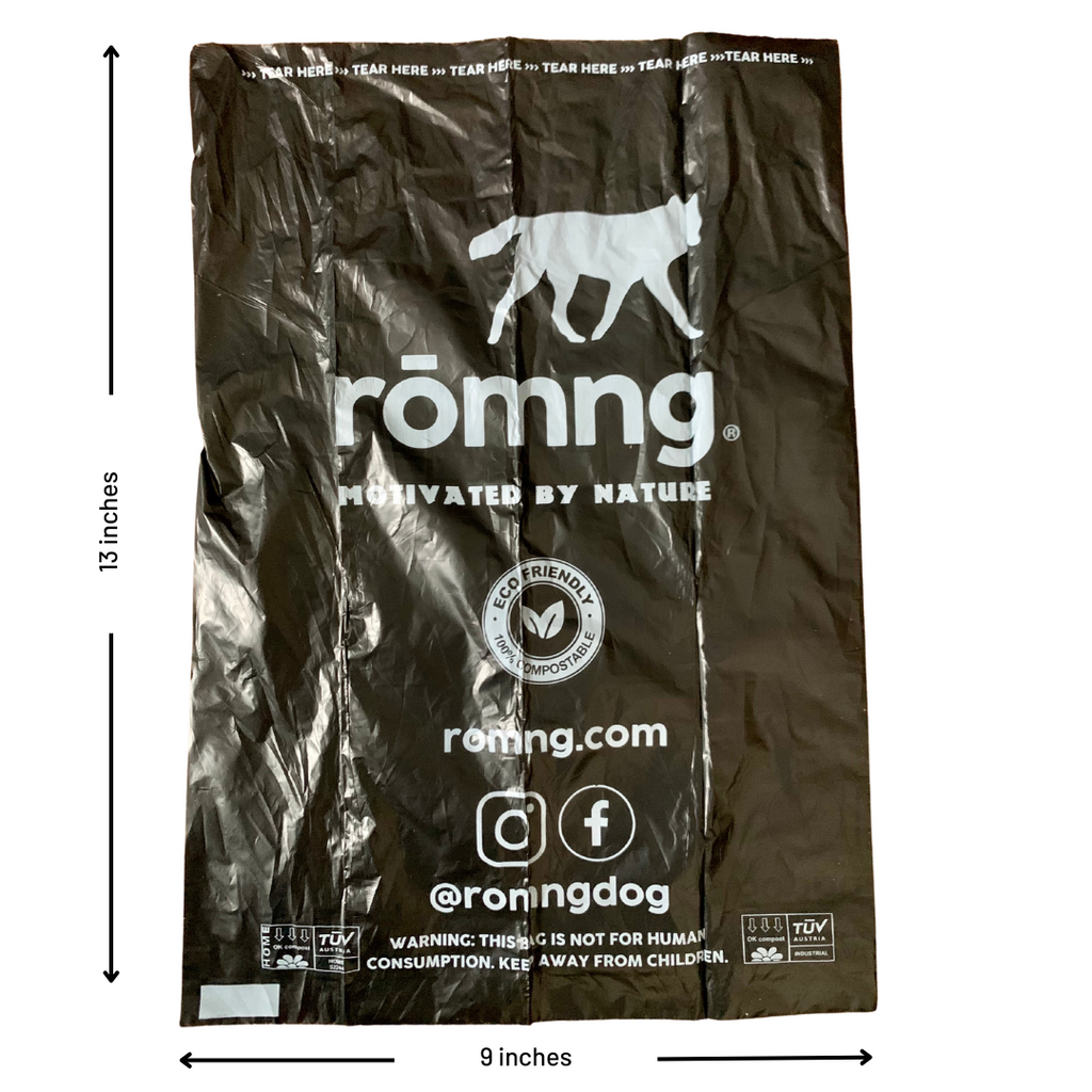 compostable plant-based dog waste bags + bamboo dispenser
