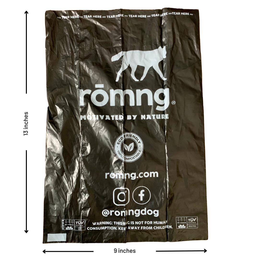 compostable plant-based dog waste bags + bamboo dispenser
