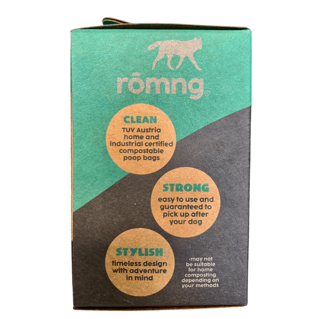 compostable plant-based dog waste bags + bamboo dispenser