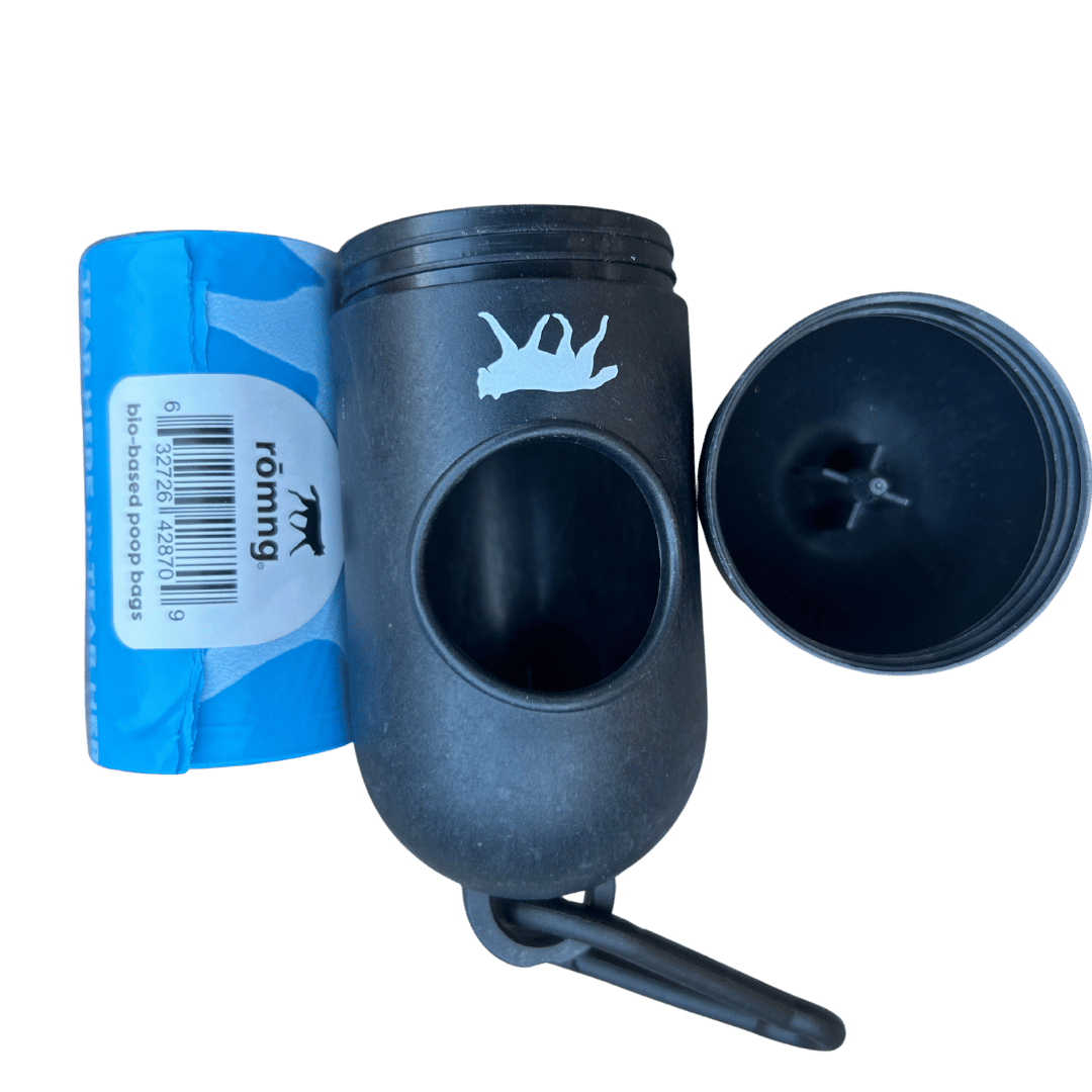 bio-based dog waste bags + bamboo dispenser
