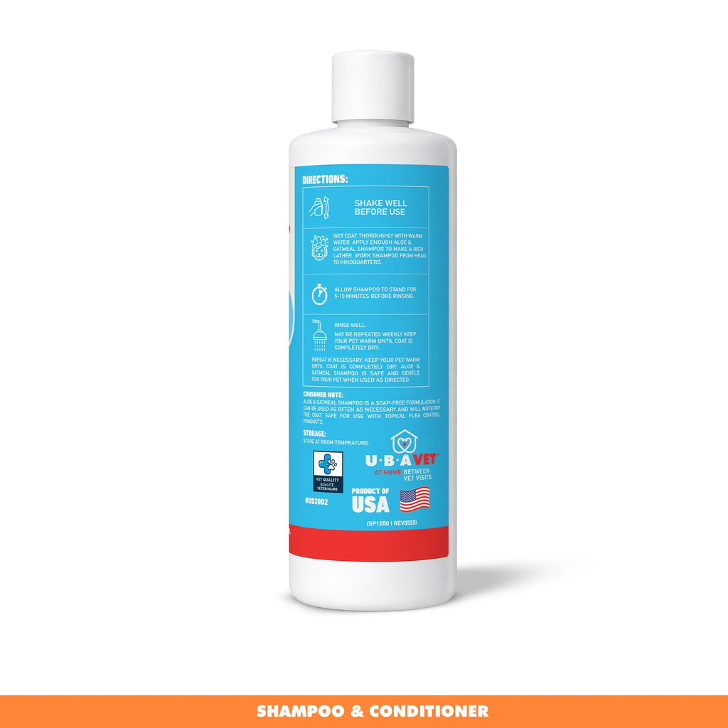 UBAVET Aloe & Oatmeal Shampoo | Gentle Cleanser for Sensitive Skin, 16.9oz