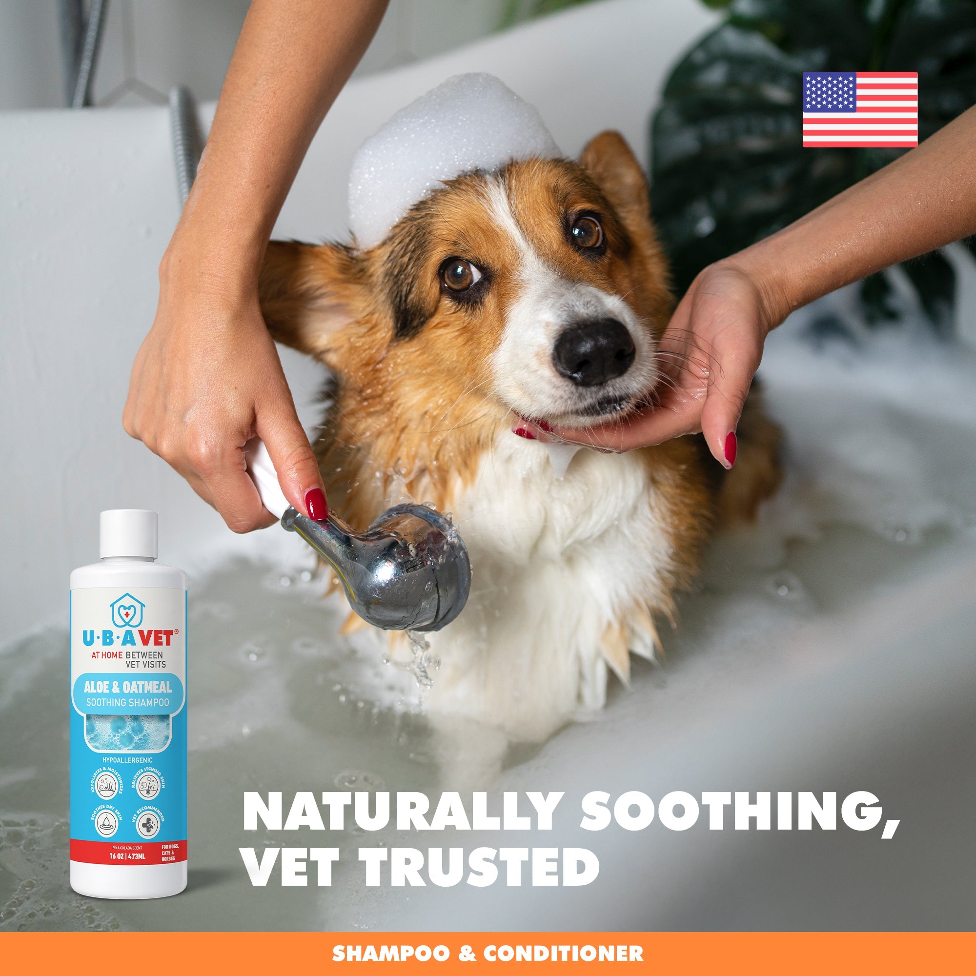 UBAVET Aloe & Oatmeal Shampoo | Gentle Cleanser for Sensitive Skin, 16.9oz