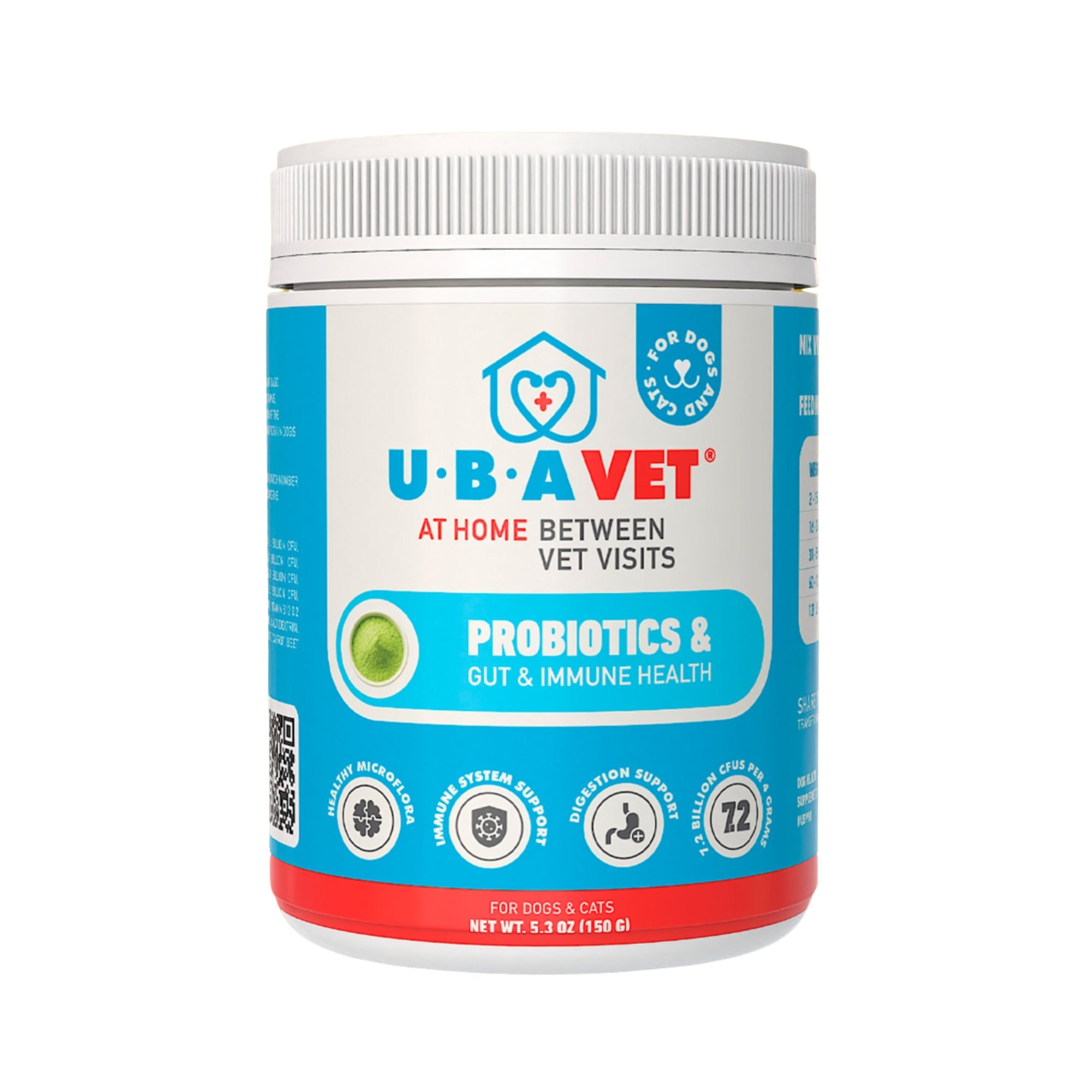 UBAVET Probiotics & Gut Health Powder | Immune Support for Dogs & Cats, 5.3oz
