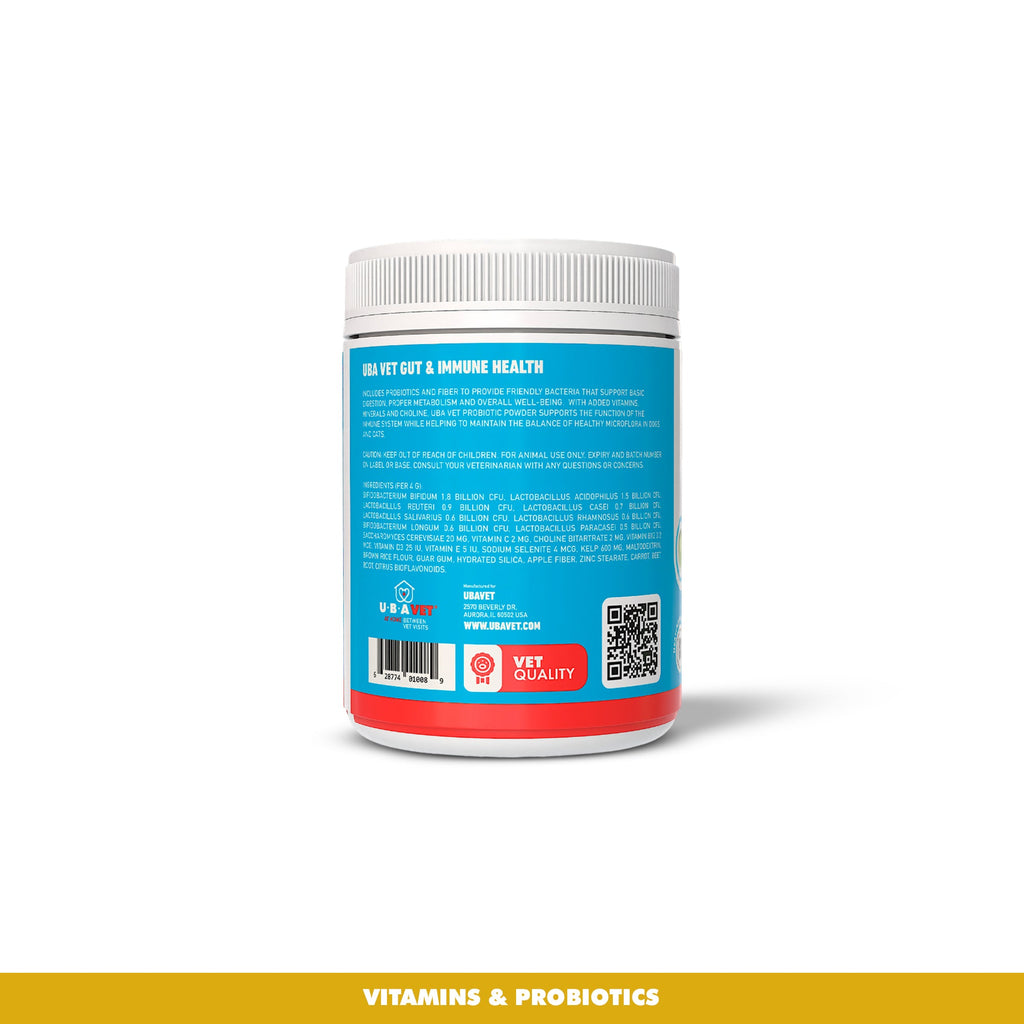 UBAVET Probiotics & Gut Health Powder | Immune Support for Dogs & Cats, 5.3oz