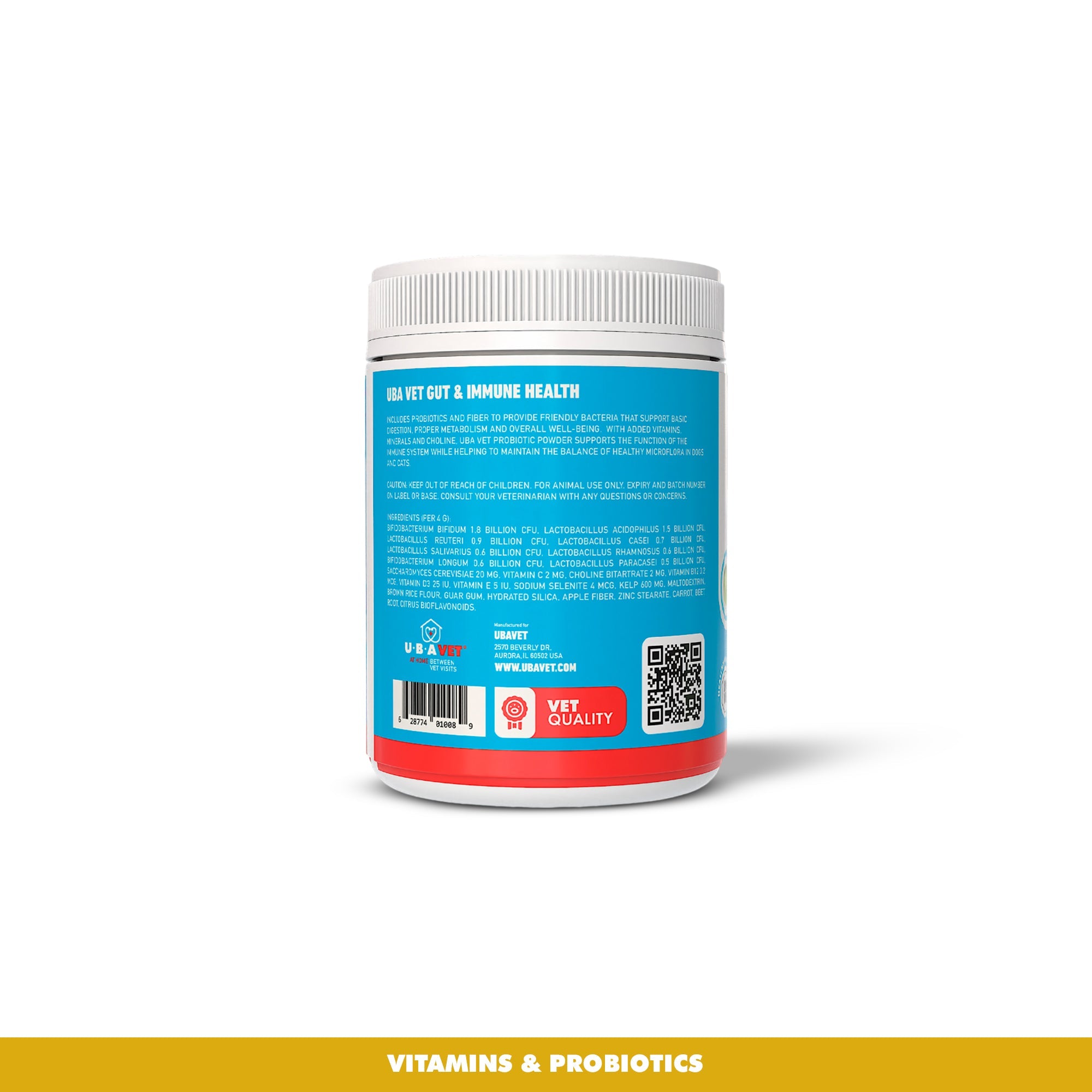 UBAVET Probiotics & Gut Health Powder | Immune Support for Dogs & Cats, 5.3oz